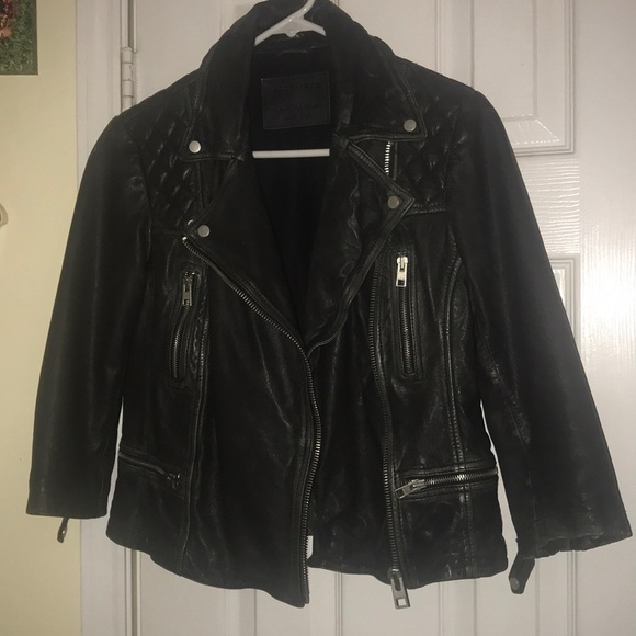 All Saints | Jackets & Coats | All Saints Cropped Cargo Leather Biker Jacket | Poshmark